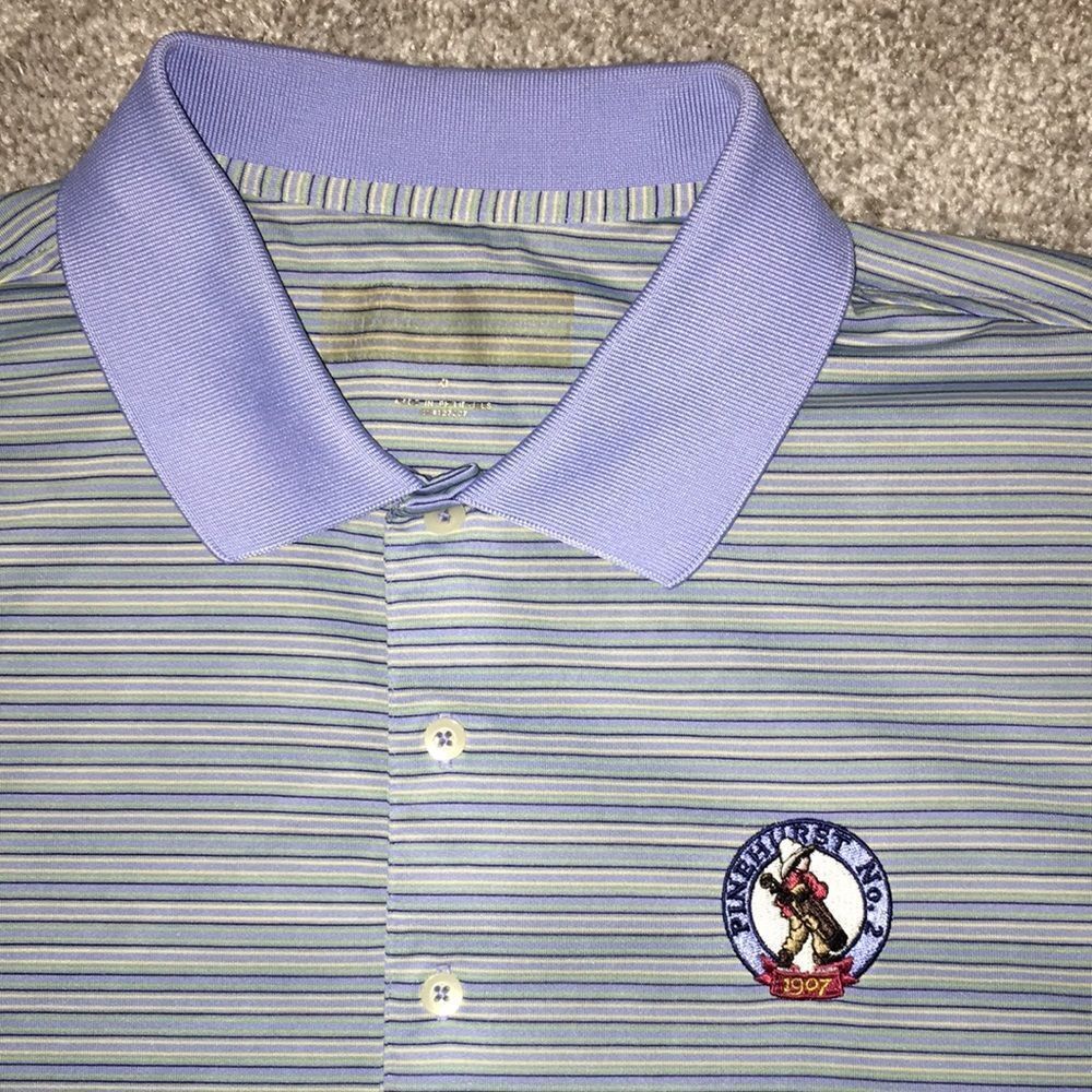 Blue Stripe Polyester quick dry Pinehurst Putter Boy No 2 Golf Polo Shirt XL